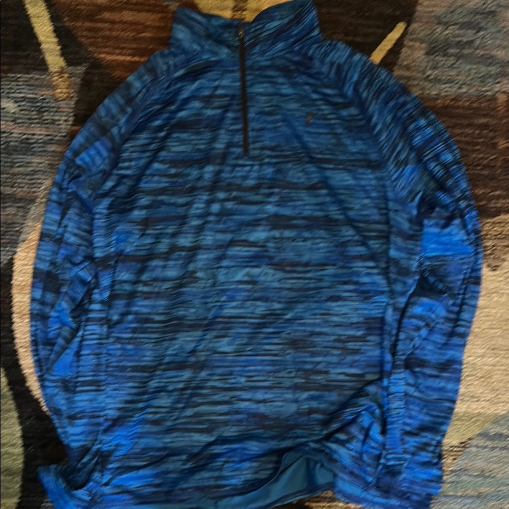 Old Navy Active Blue Striped Half-Zip Pullover